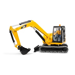Mini-excavator CAT cu figurină muncitor construcții - Bruder 2466