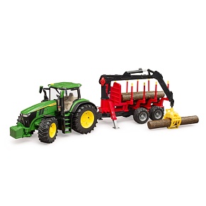 John Deere 7R 350 cu transportor de lemn - Bruder 3154