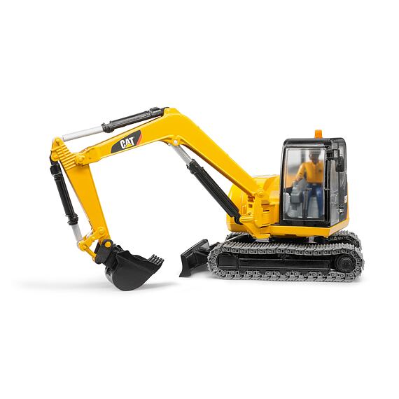 Mini-excavator CAT cu figurină muncitor construcții - Bruder 2466