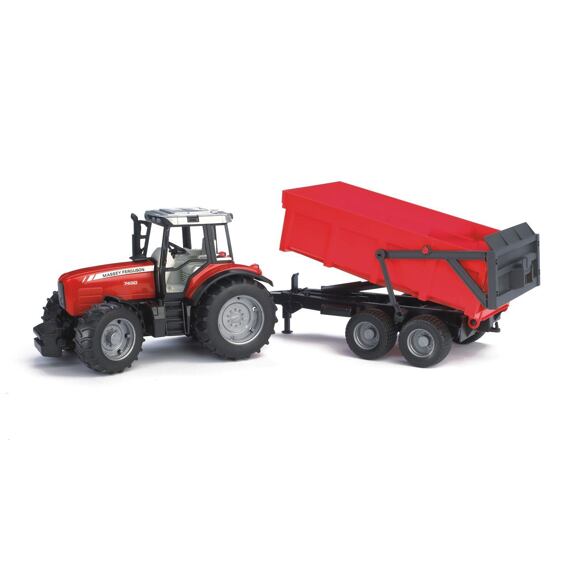 Tractor Massey Ferguson 7480 cu remorcă - BRUDER 2045