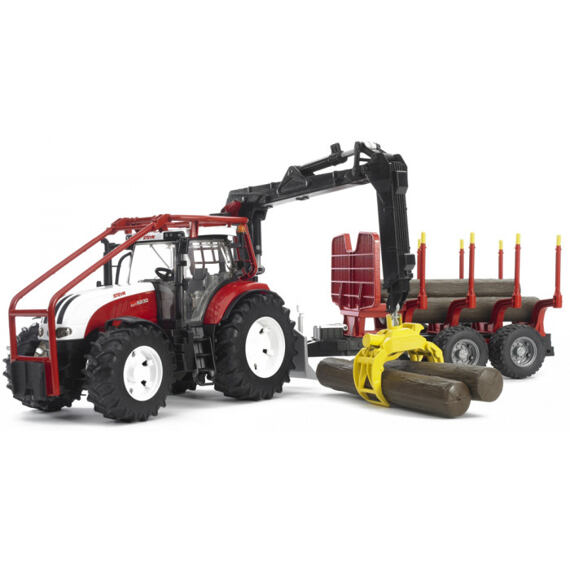 Tractor forestier Steyr CVT 6230 cu transportor de lemn - BRUDER 3093