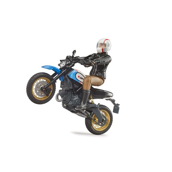 Ducati Scrambler Desert Sled cu figurină motociclist - Bruder 63051